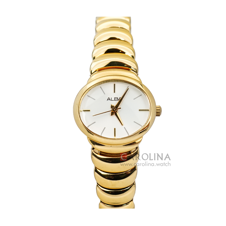 Jam Tangan ALBA AH8316X1 Women Silver Dial Gold Stainless Steel Strap