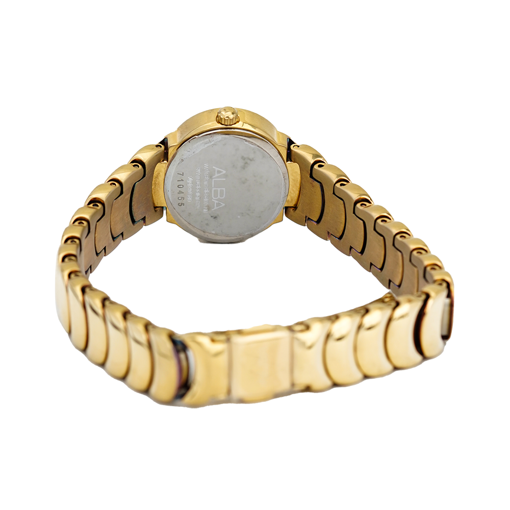 Jam Tangan ALBA AH8316X1 Women Silver Dial Gold Stainless Steel Strap