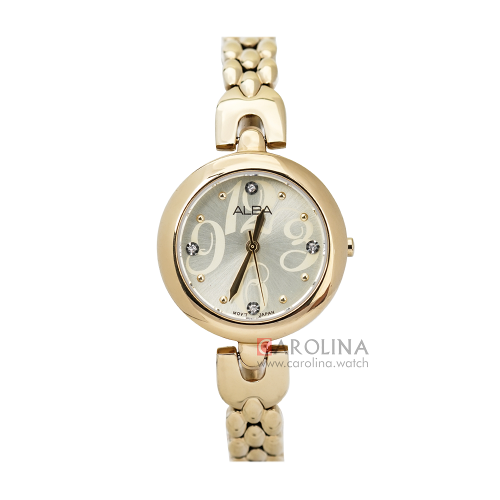 Jam Tangan ALBA AH8332X1 Women Silver Dial Gold Stainless Steel Strap