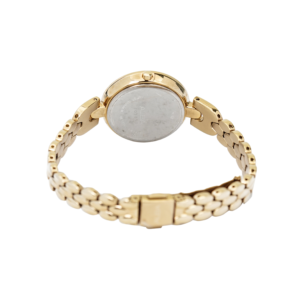 Jam Tangan ALBA AH8332X1 Women Silver Dial Gold Stainless Steel Strap