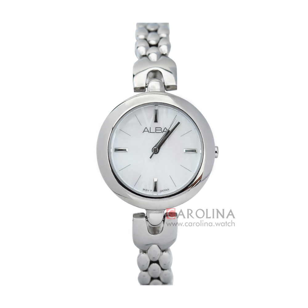 Jam Tangan ALBA AH8335X1 Women White Mother of Pearl Dial Stainless Steel Strap