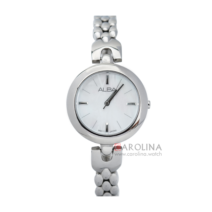 Jam Tangan ALBA AH8335X1 Women White Mother of Pearl Dial Stainless Steel Strap