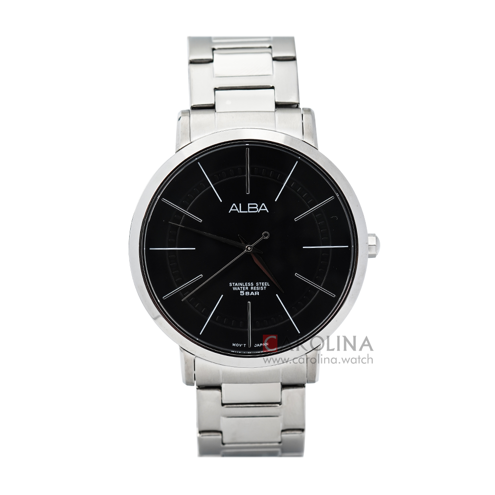 Jam Tangan ALBA AH8403X1 Men Black Dial Stainless Steel Strap