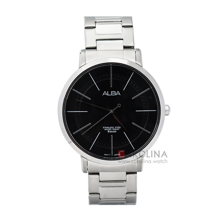 Jam Tangan ALBA AH8403X1 Men Black Dial Stainless Steel Strap