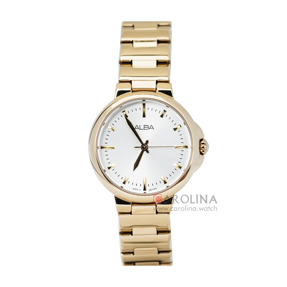 Jam Tangan ALBA AH8424X1 Women Silver Dial Gold Stainless Steel Strap