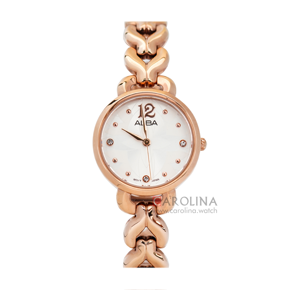 Jam Tangan ALBA AH8432X1 Women Silver Dial Gold Stainless Steel Strap