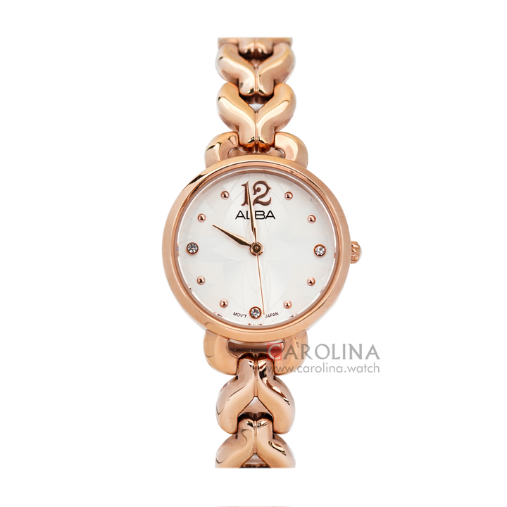 Jam Tangan ALBA AH8432X1 Women Silver Dial Gold Stainless Steel Strap