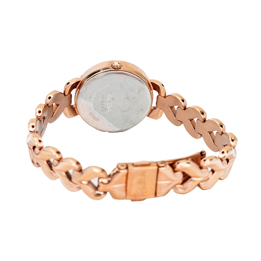 Jam Tangan ALBA AH8432X1 Women Silver Dial Gold Stainless Steel Strap