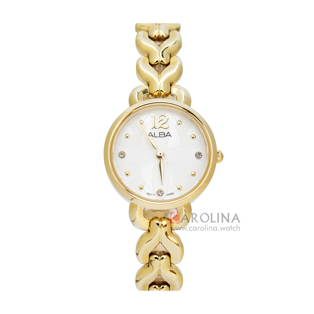 Jam Tangan ALBA AH8434X1 Women Silver Dial Gold Stainless Steel Strap