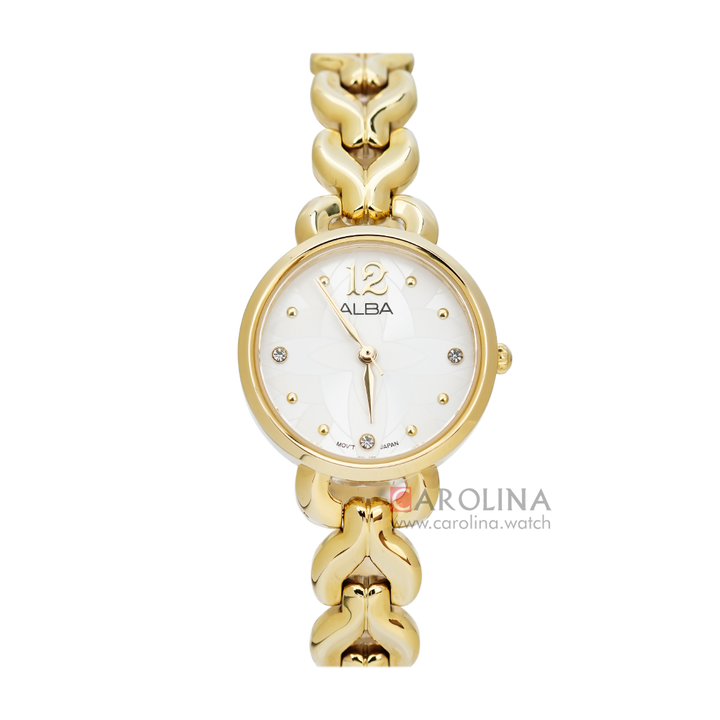 Jam Tangan ALBA AH8434X1 Women Silver Dial Gold Stainless Steel Strap