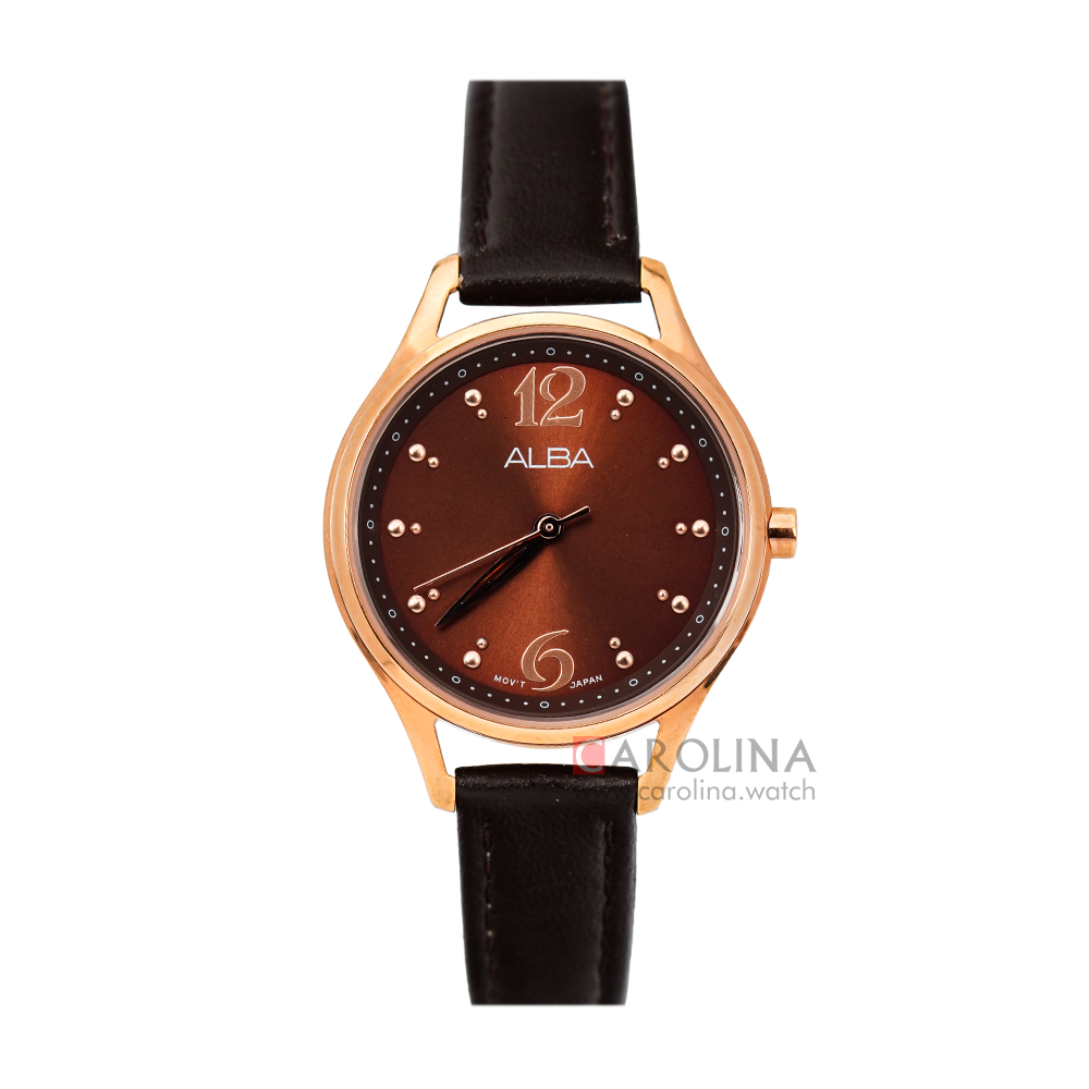 Jam Tangan ALBA Fashion AH8520X1 Women Brown Dial Brown Leather Strap