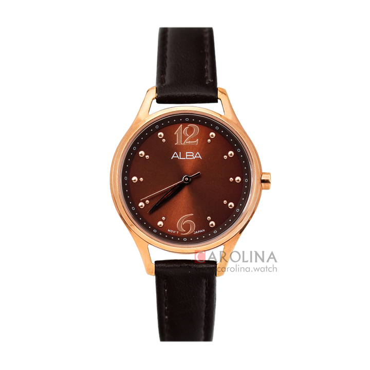 Jam Tangan ALBA Fashion AH8520X1 Women Brown Dial Brown Leather Strap
