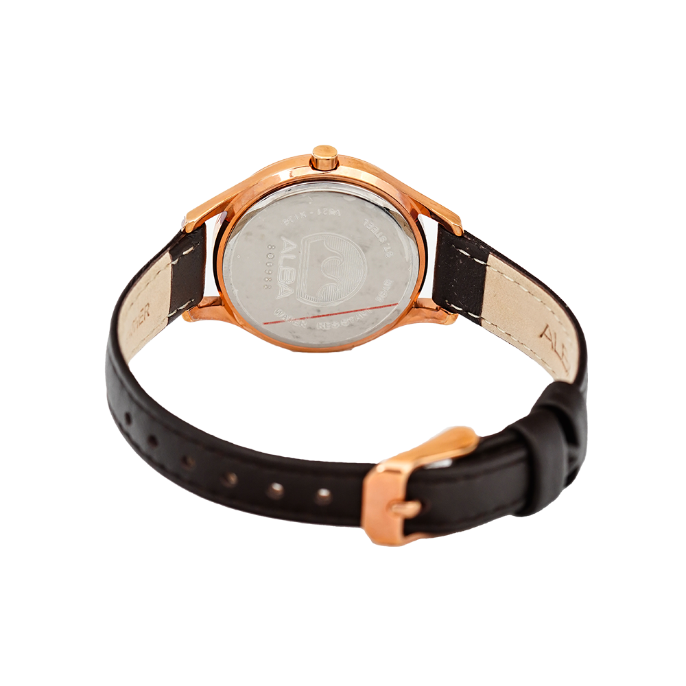 Jam Tangan ALBA Fashion AH8520X1 Women Brown Dial Brown Leather Strap
