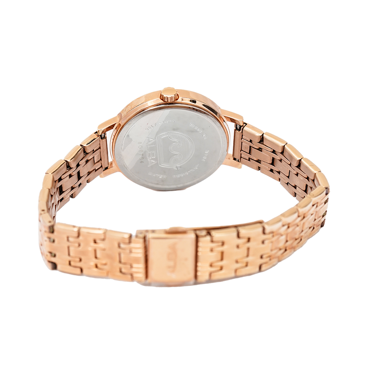 Jam Tangan ALBA Fashion AH8524X1 Women White Dial Rose Gold Stainless Steel Strap