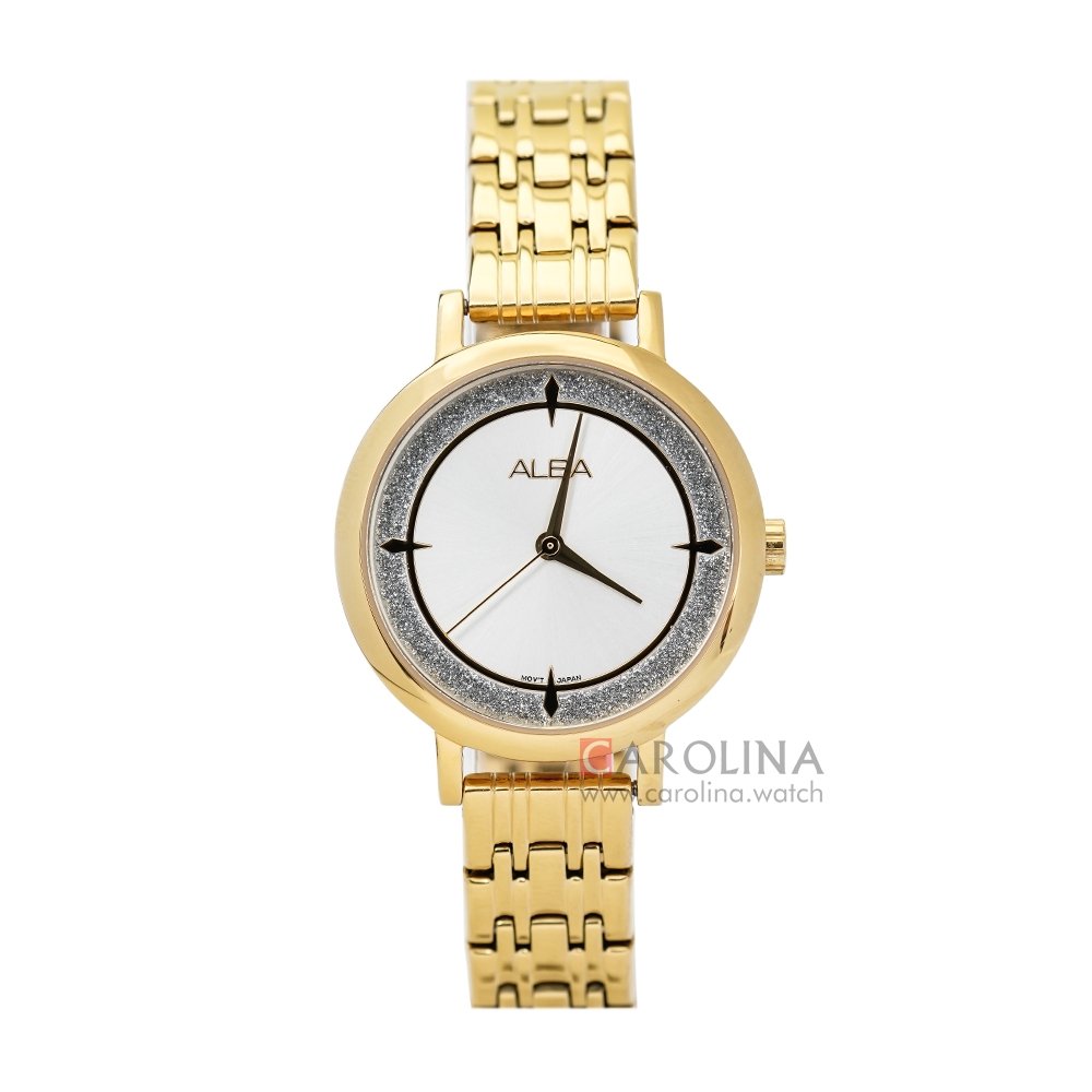 Jam Tangan ALBA Fashion AH8526X1 Women Silver Dial Gold Stainless Steel Strap