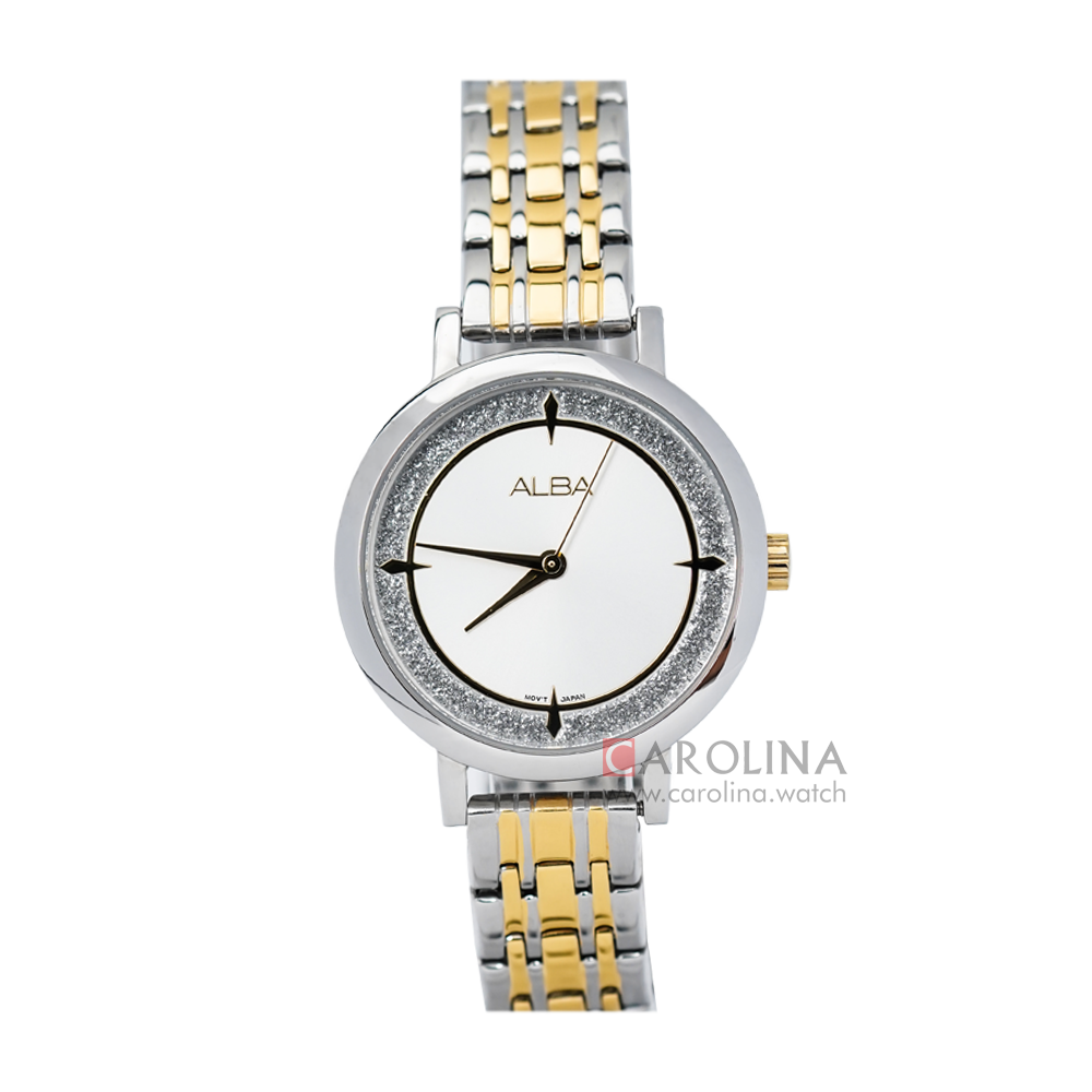 Jam Tangan ALBA Fashion AH8527X1 Women Silver White Dial Dual Tone Stainless Steel Strap