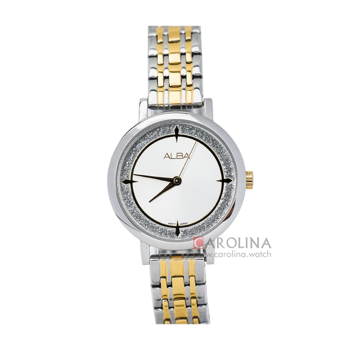 Jam Tangan ALBA Fashion AH8527X1 Women Silver White Dial Dual Tone Stainless Steel Strap