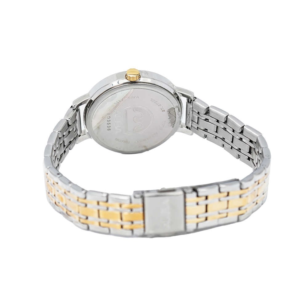 Jam Tangan ALBA Fashion AH8527X1 Women Silver White Dial Dual Tone Stainless Steel Strap