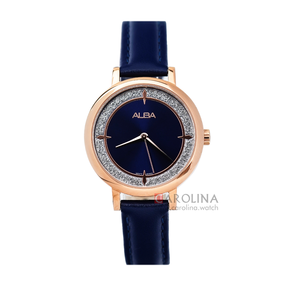 Jam Tangan ALBA Fashion AH8532X1 Women Blue Dial Blue Leather Strap