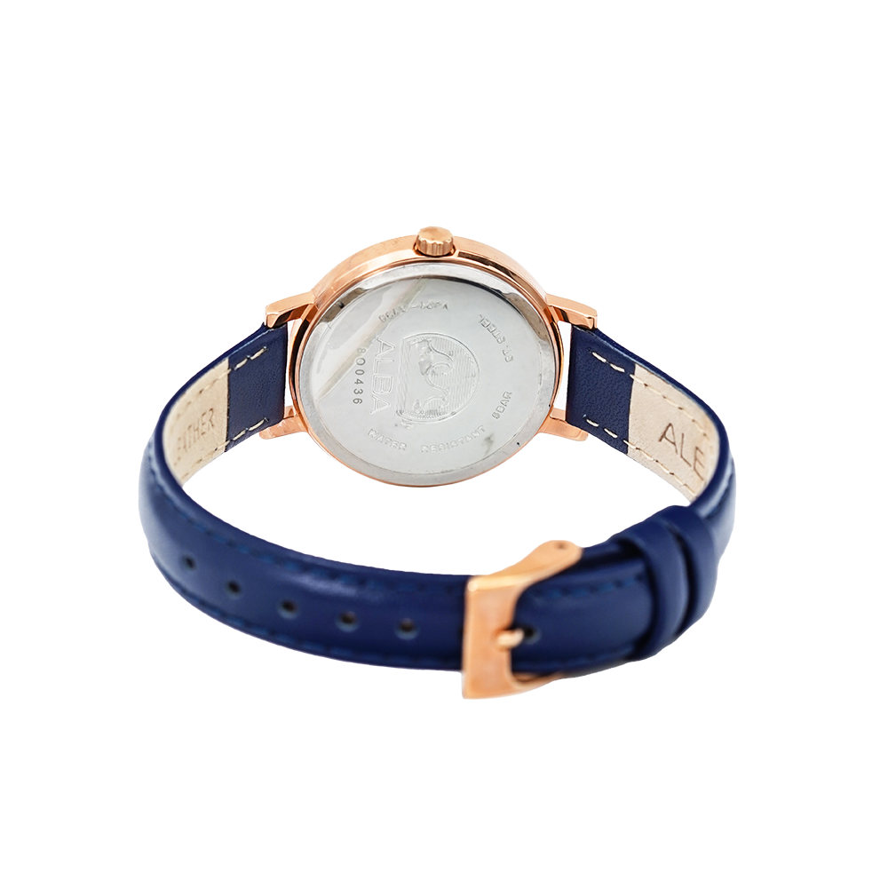 Jam Tangan ALBA Fashion AH8532X1 Women Blue Dial Blue Leather Strap