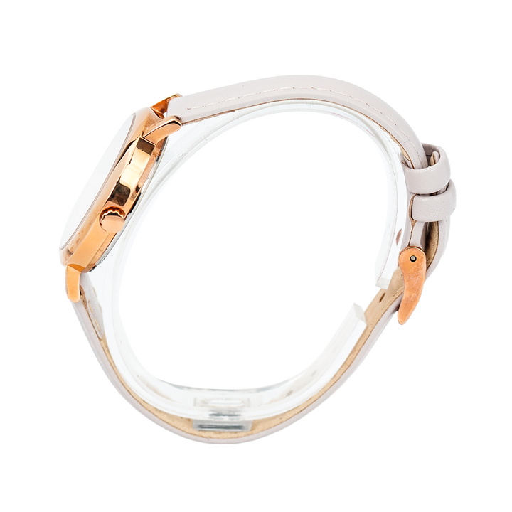 Jam Tangan ALBA Fashion AH8534X1 Women Silver Dial White Leather Strap