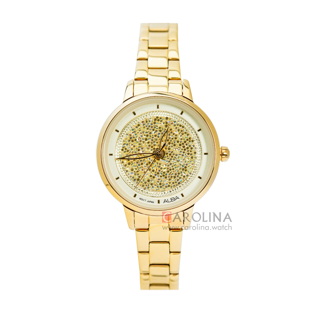 Jam Tangan ALBA Fashion AH8592X1 Women Gold Dial Gold Stainless Steel Strap