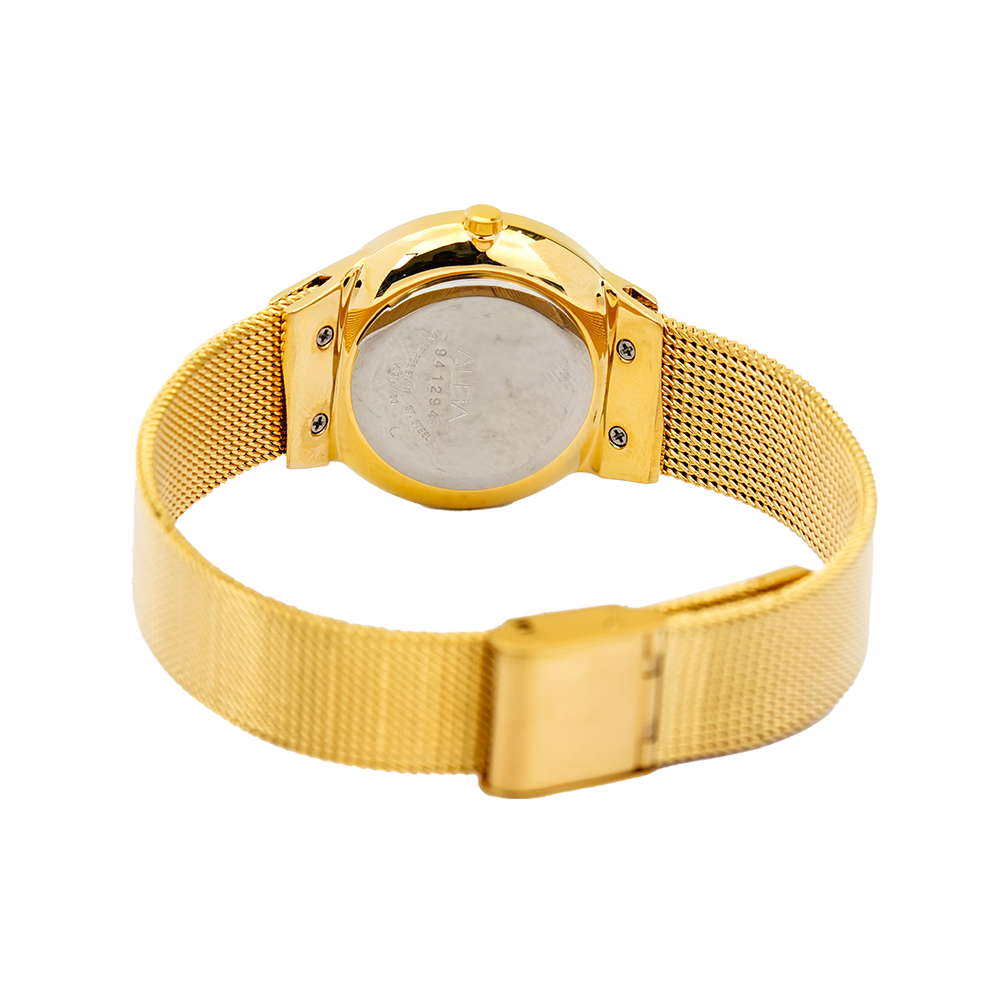 Jam Tangan ALBA Fashion AH8616X1 Women White Dial Gold Mesh Stainless Steel Strap