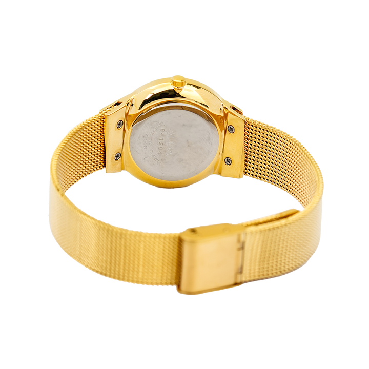 Jam Tangan ALBA Fashion AH8616X1 Women White Dial Gold Mesh Stainless Steel Strap