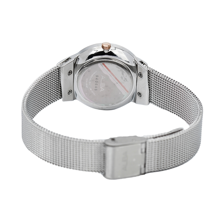 Jam Tangan ALBA Fashion AH8618X1 Women Brown Dial Mesh Stainless Steel Strap