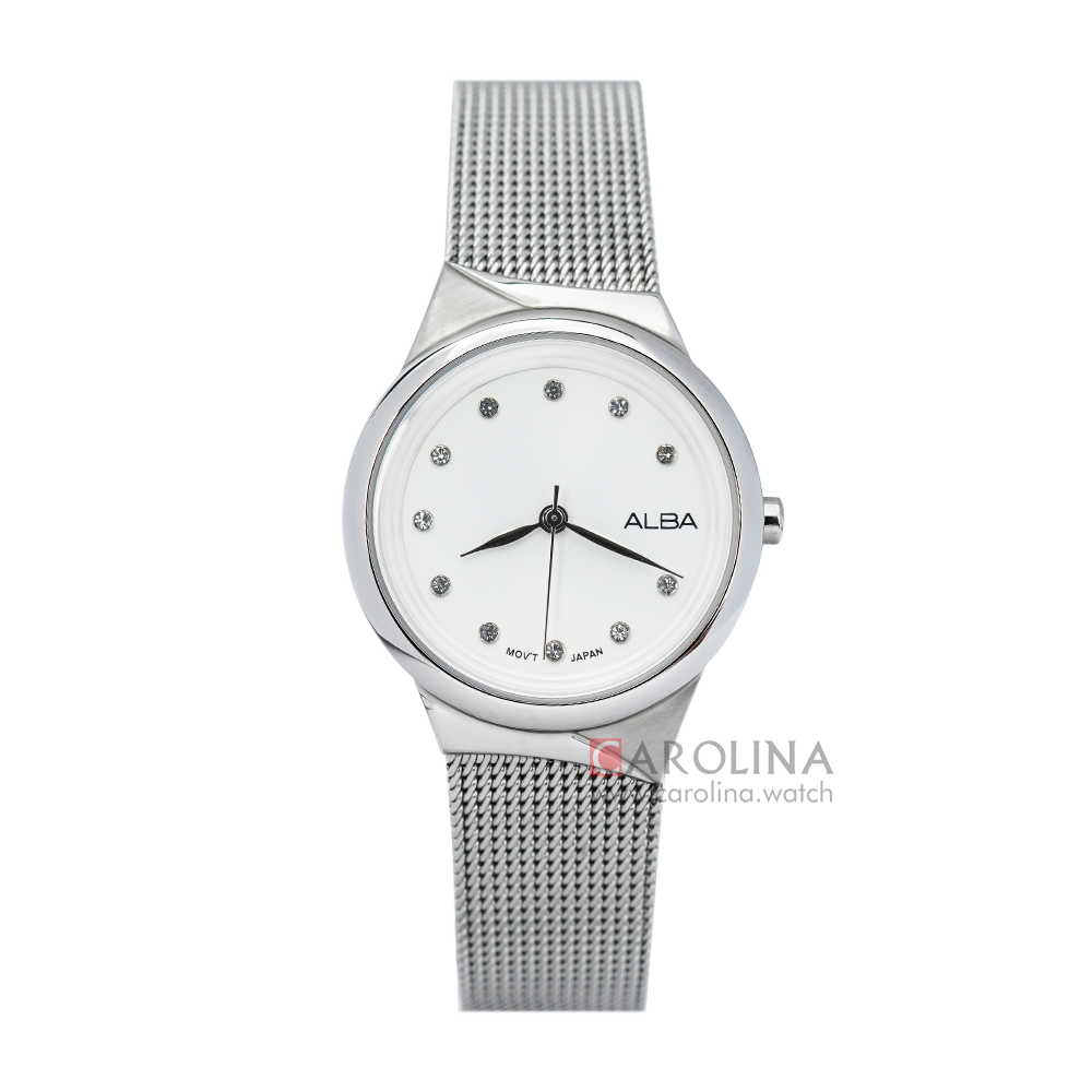 Jam Tangan ALBA Fashion AH8621X1 Women Silver Dial Mesh Stainless Steel Strap