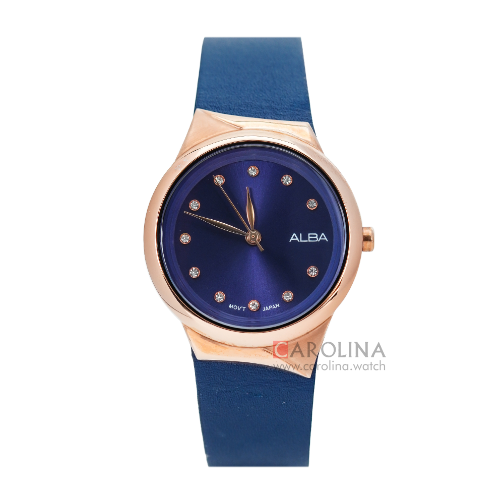 Jam Tangan ALBA Fashion AH8622X1 Women Blue Dial Blue Leather Strap
