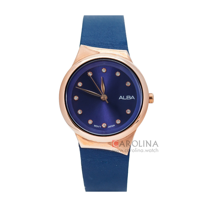 Jam Tangan ALBA Fashion AH8622X1 Women Blue Dial Blue Leather Strap