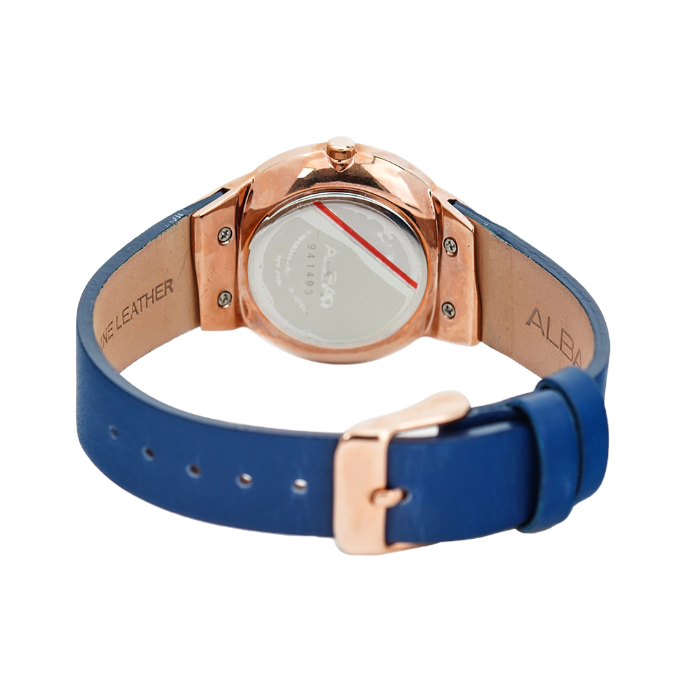 Jam Tangan ALBA Fashion AH8622X1 Women Blue Dial Blue Leather Strap