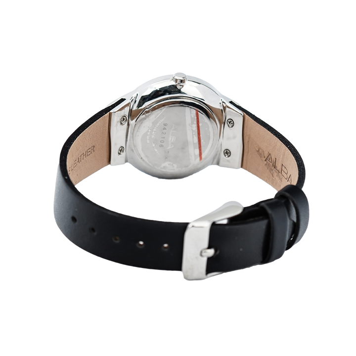 Jam Tangan ALBA Fashion AH8625X1 Women Black Dial Black Leather Strap