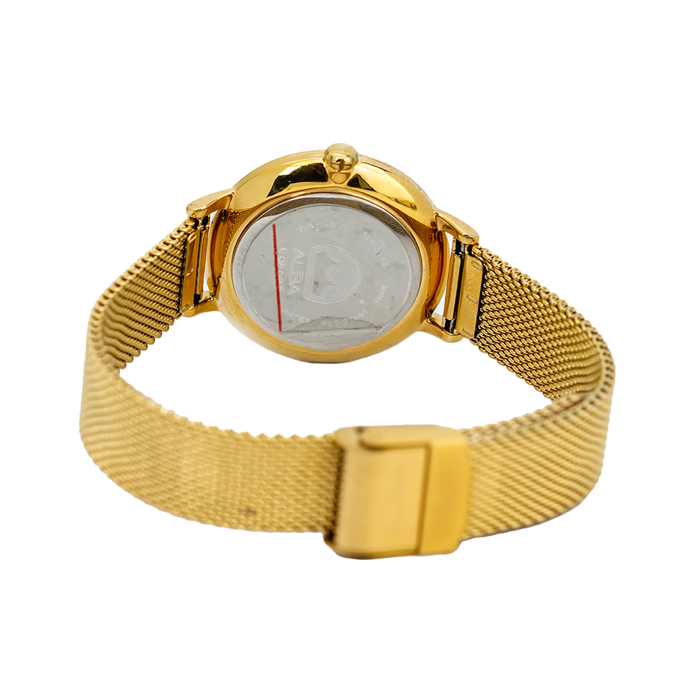 Jam Tangan ALBA Fashion AH8628X1 Women Glitter Dial Gold Stainless Steel Strap