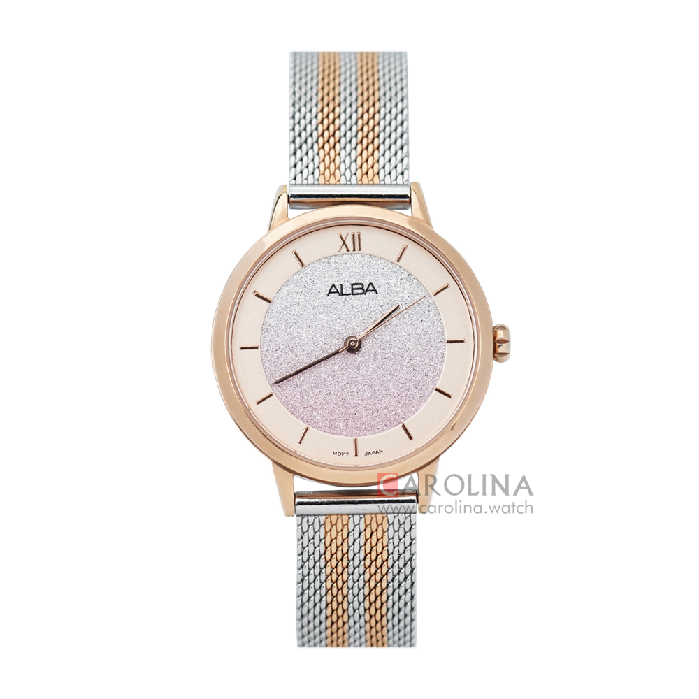 Jam Tangan ALBA Fashion AH8630X1 Women Glitter Dial Dual Tone Stainless Steel Strap