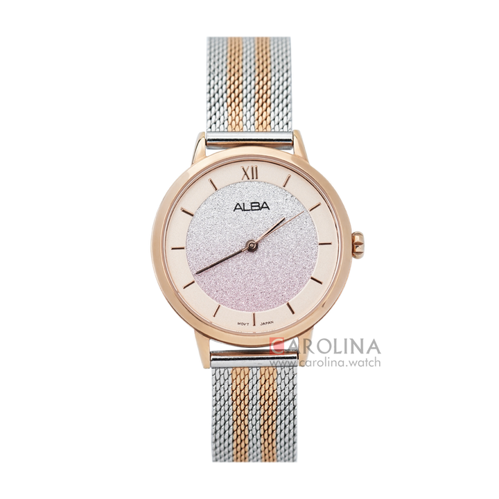 Jam Tangan ALBA Fashion AH8630X1 Women Glitter Dial Dual Tone Stainless Steel Strap