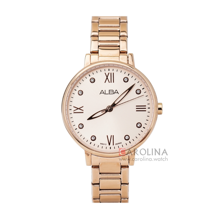 Jam Tangan ALBA Fashion AH8658X1 Women Rose Gold Dial Rose Gold Stainless Steel Strap