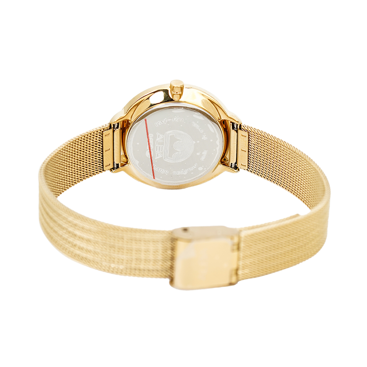 Jam Tangan ALBA Fashion AH8710X1 Women Silver Dial Gold Mesh Stainless Steel Strap