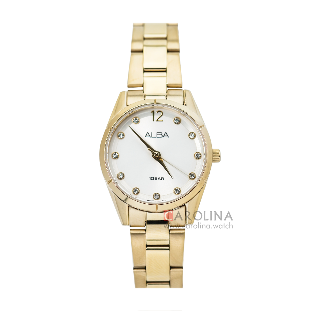 Jam Tangan ALBA Fashion AH8740X1 Women Black Dial Silver Dial Gold Stainless Steel Strap