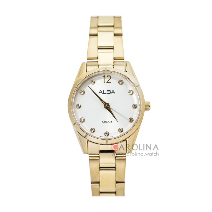Jam Tangan ALBA Fashion AH8740X1 Women Black Dial Silver Dial Gold Stainless Steel Strap