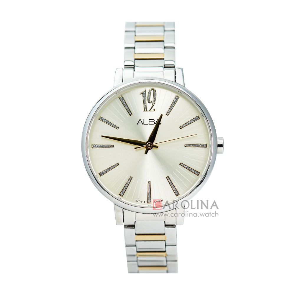 Jam Tangan ALBA Fashion AH8755X1 Women Light Champagne Dial Dual Tone Stainless Steel Strap