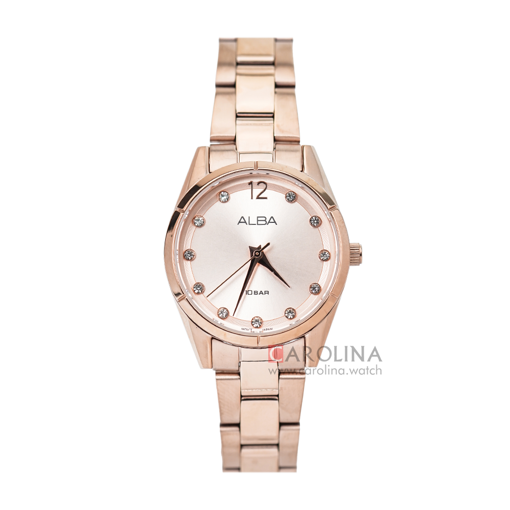 Jam Tangan ALBA Fashion AH8764X1 Women Rose Gold Dial Rose Gold Stainless Steel Strap
