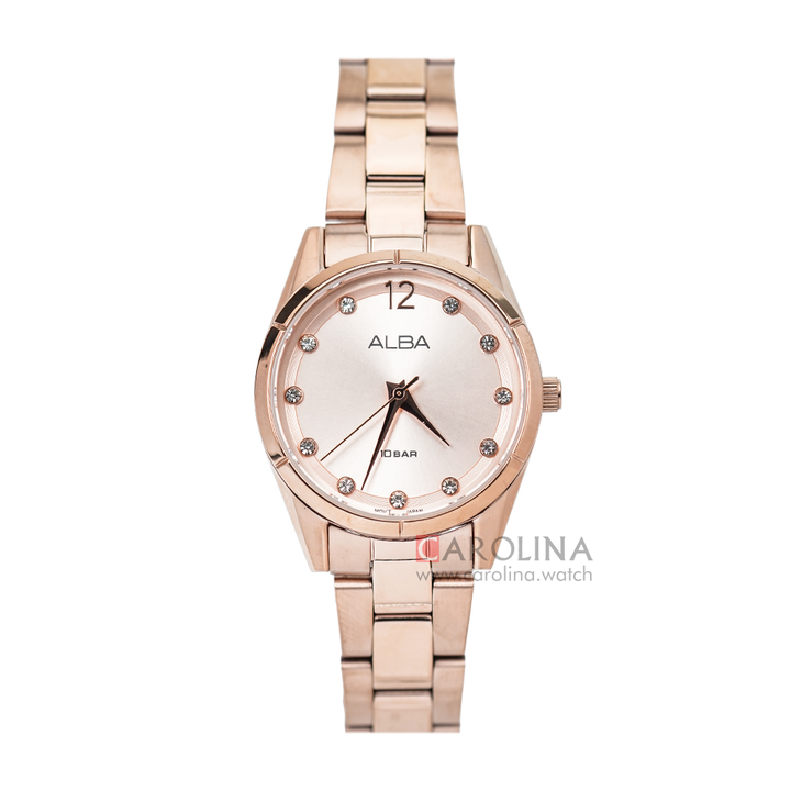 Jam Tangan ALBA Fashion AH8764X1 Women Rose Gold Dial Rose Gold Stainless Steel Strap