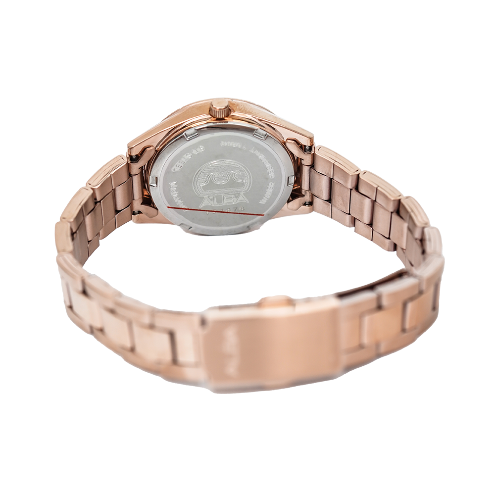 Jam Tangan ALBA Fashion AH8764X1 Women Rose Gold Dial Rose Gold Stainless Steel Strap