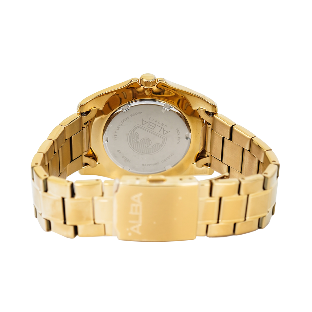 Jam Tangan ALBA Prestige AJ6094X1 Men Champagne Pattern Dial Gold Stainless Steel Strap