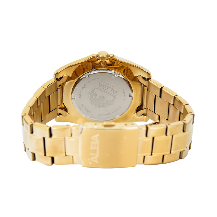 Jam Tangan ALBA Prestige AJ6094X1 Men Champagne Pattern Dial Gold Stainless Steel Strap