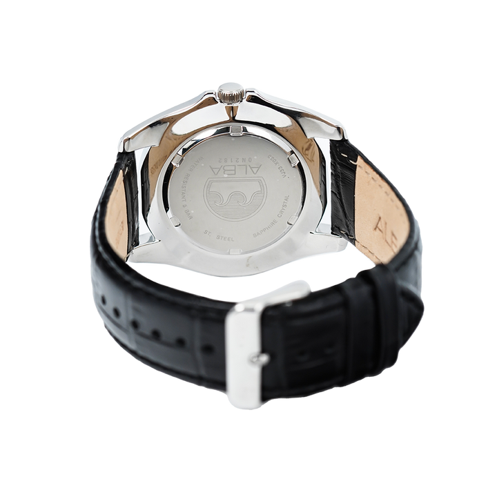 Jam Tangan ALBA Prestige AJ6105X1 Men Black Dial Black Leather Strap