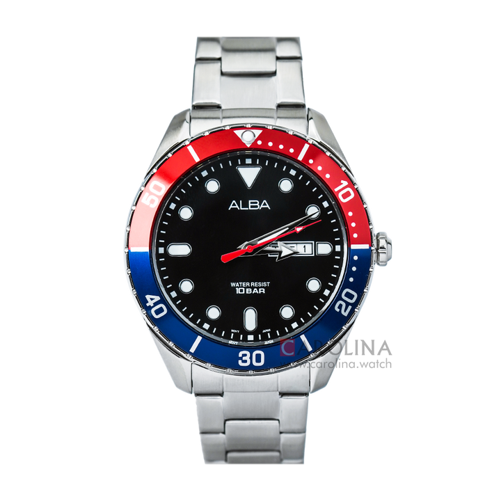 Jam Tangan ALBA Active AJ6107X1 Men Black Dial Stainless Steel Strap