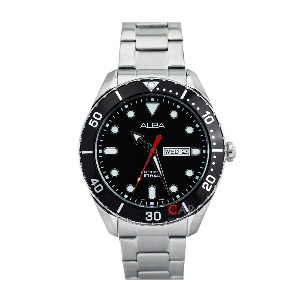 Jam Tangan ALBA Active AJ6115X1 Men Black Dial Stainless Steel Strap